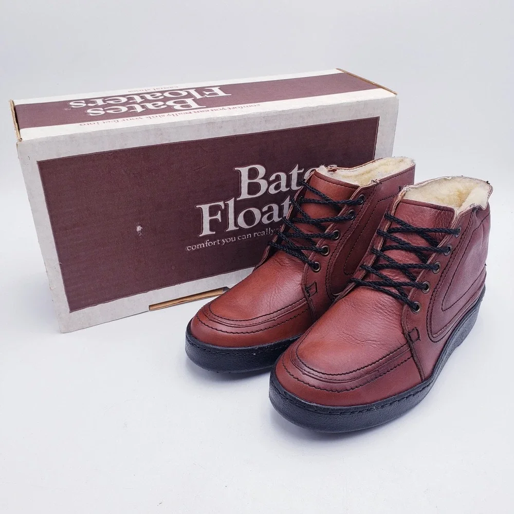 Bates Floaters Boots Brown Shearling‎ Lined Leather Lace Up Chukka Boot Men's 7